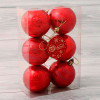 Набор шаров "Снежные тропинки" 6 шт, d-6 см (Красный)